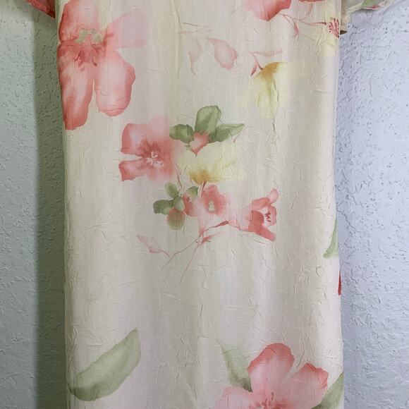 J.B.S. LTD Dress 6 Vintage 90's Y2K Scoop Neck Cap Sleeve Textured Floral Maxi - Picture 5 of 13